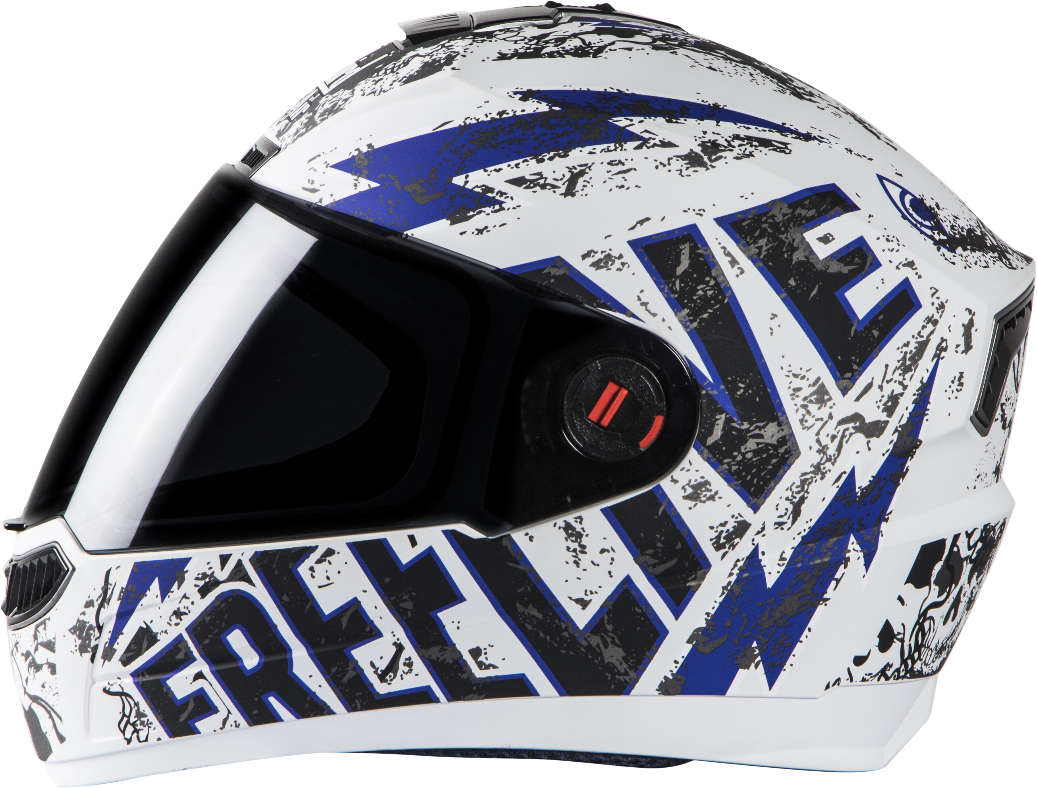 Steelbird Air Free Live Mat White With Blue ( Fitted With Clear Visor Extra Smoke Visor Free)